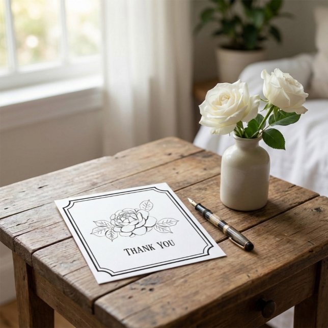 Custom Funeral Thank You Card with Rose Flower (Creator Uploaded)