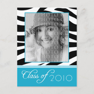 CUSTOM Funky Aqua Zebra Graduation Announcement