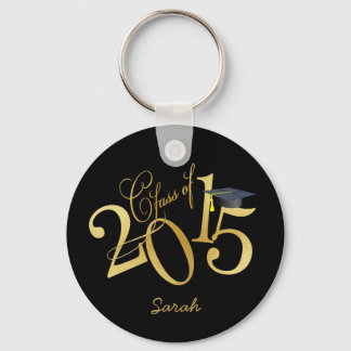 Custom Funky Black and Gold Class of 2015 Keychain