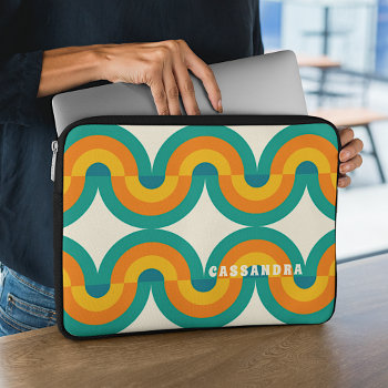 Custom Funky Colorful Retro Half Circles Pattern Laptop Sleeve by CaseConceptCreations at Zazzle
