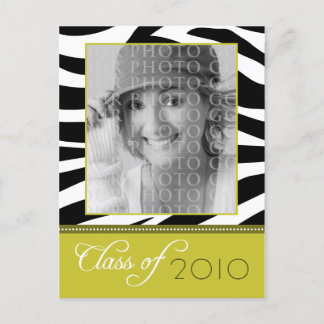 CUSTOM Funky Gold Zebra Graduation Announcement
