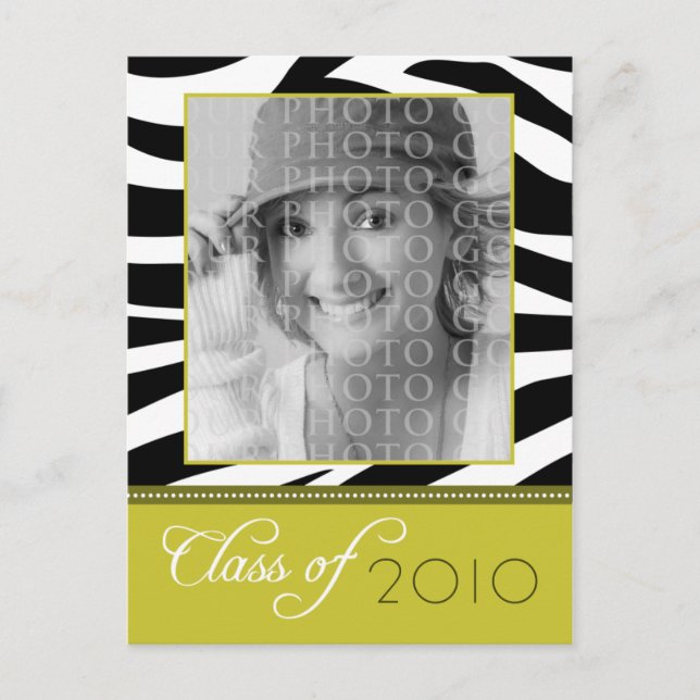 CUSTOM Funky Gold Zebra Graduation Announcement (Front)