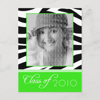 CUSTOM Funky Lime Zebra Graduation Announcement