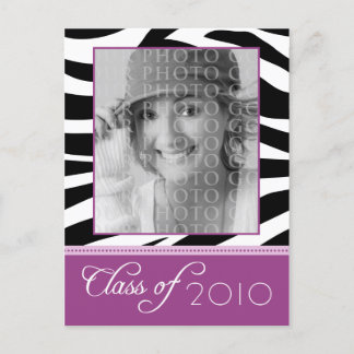 CUSTOM Funky Purple Zebra Graduation Announcement