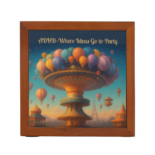 Custom Funny ADHD Brainstorm Wood Desk Organizer