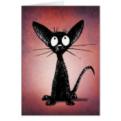 Custom funny and cute black oriental cat card (Front)