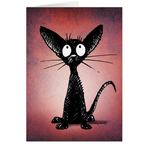 Custom funny and cute black oriental cat card
