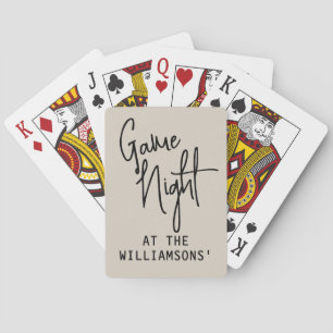 Custom Funny Beige Black Game Night Script Minimal Poker Cards