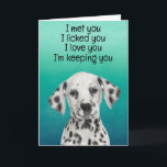 Custom Funny Birthday Card Dalmatian<br><div class="desc">Dalmatian Birthday Card
Customization options: Change the occasion,  who the card is from (your dog's name),  who the card is for (eg,  Mom,  Dad,  Nan,  Gran,  hooman brother or sister,  etc.). You can also change the dog's image if you like,  font and color or the background color.</div>