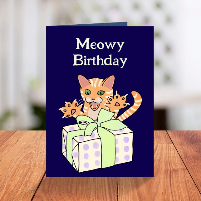 Custom Funny Birthday Cat Cartoon Card (Creator Uploaded)