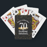 Custom Funny Birthday Freaking Fab Large Print Poker Cards<br><div class="desc">Custom Printed with Their Name, These Personalized playing cards with large print are prefect for a special birthday. The funny "50 and Freaking Fabulous" saying with gold sparkles and glitter is in a large font that's easy to read and will make them smile and laugh ... just in case the...</div>