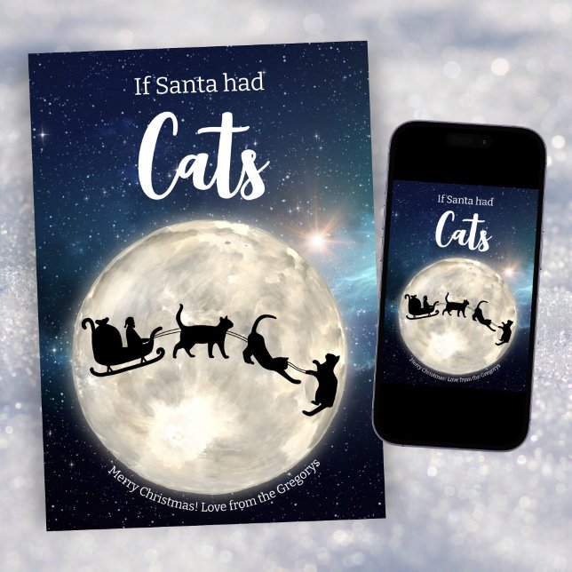 Custom Funny Black Cat Santa Christmas Holiday Card (Creator Uploaded)