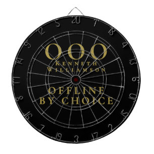 Custom Funny Black Gold OOO Minimalist Simple Men Dart Board