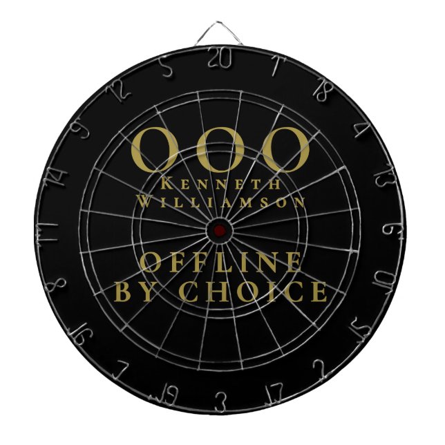Custom Funny Black Gold OOO Minimalist Simple Men Dart Board (Front)