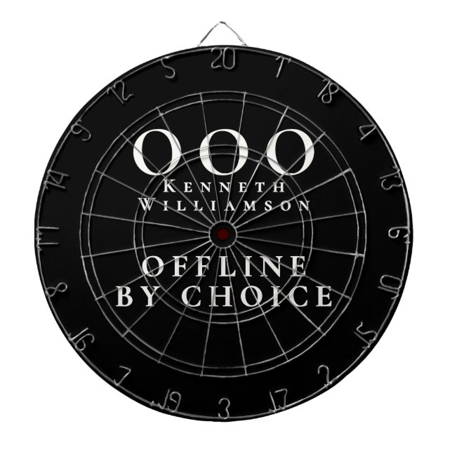 Custom Funny Black White OOO Minimalist Simple Men Dart Board (Front)