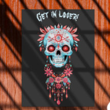 Custom Funny Blue Pink Halloween Sugar Skull