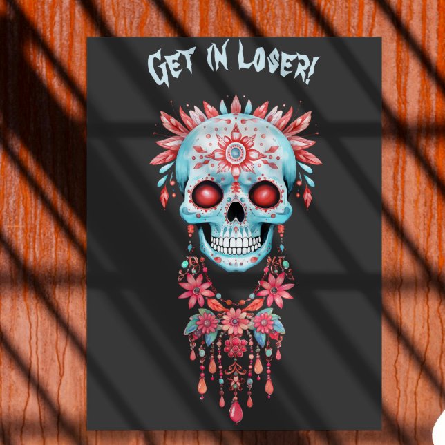 Custom Funny Blue Pink Halloween Sugar Skull Poster (Creator Uploaded)