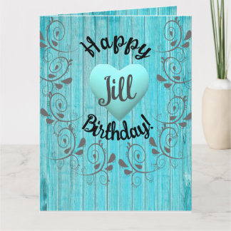 Custom Funny, Blue, Rustic Heart Birthday Card