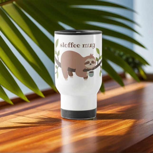 Custom Funny Cartoon Sloth Travel Mug (Creator Uploaded)