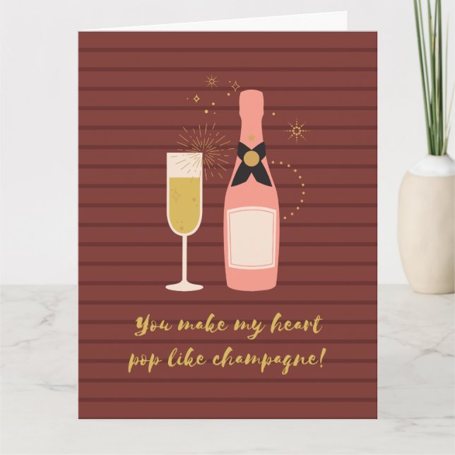 Custom Funny Champagne Pun Valentine's Day Card (Front)