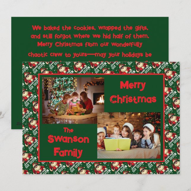 Custom Funny Christmas Card with Family Greeting  (Front/Back)