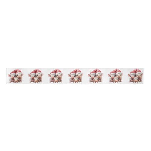 Custom Funny Christmas Pigs  Satin Ribbon