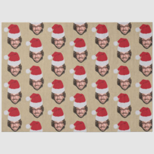 Custom Funny Christmas Santa Hat Face Photo Kraft Tissue Paper
