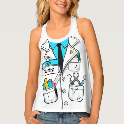 Custom Funny Dentist Name Tag Women Lab Coat Tank Top