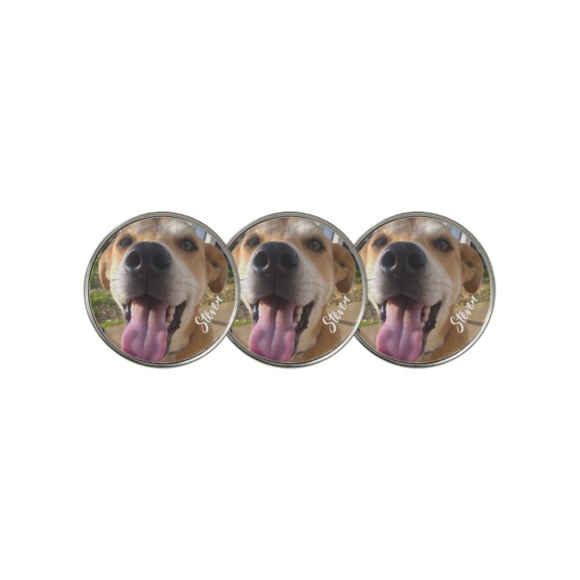 Custom Funny Dog Photo Personalized Golf Ball Marker (3 Up)
