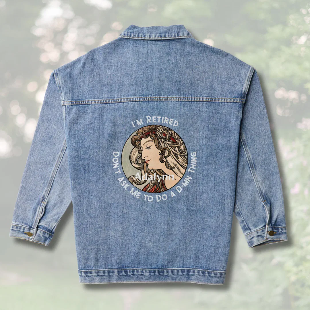 Custom Funny Elegant Retirement Gifts for Her Mom Denim Jacket (Custom Funny Elegant Retirement Gifts for Her Mom)