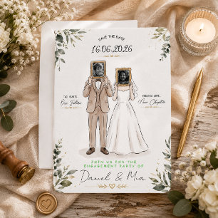 Custom Funny Engagement Party Poster Save The Date Invitation