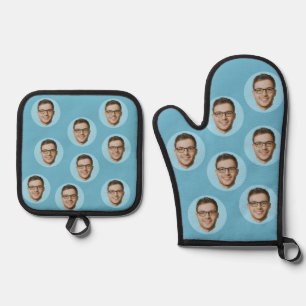 Custom Funny Face Photo Personalized  Oven Mitt & Pot Holder Set