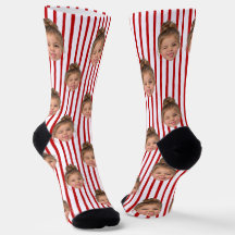 Custom Funny Face Photo Red Striped Pattern