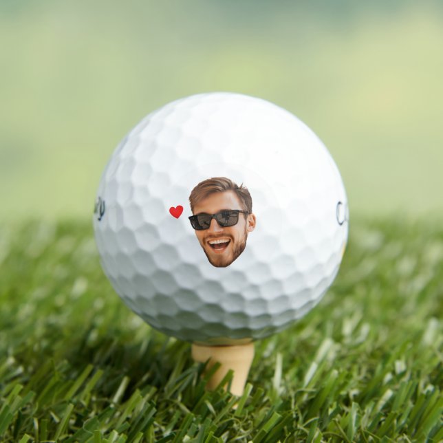 Custom Funny Face Picture Heart Valentine's Day Golf Balls (Insitu Tee)