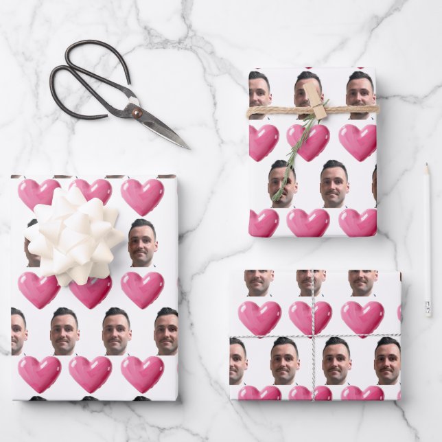 Custom funny face wrapping paper valentines day (Front)