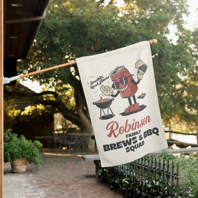 Custom Funny Family Barbeque Group Matching  House Flag (In SItu)