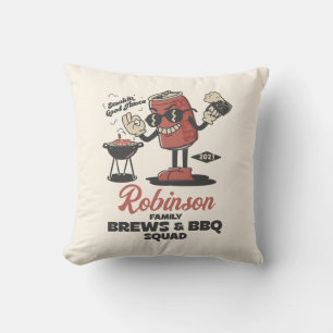 Custom Funny Family Barbeque Group Matching  Throw Pillow