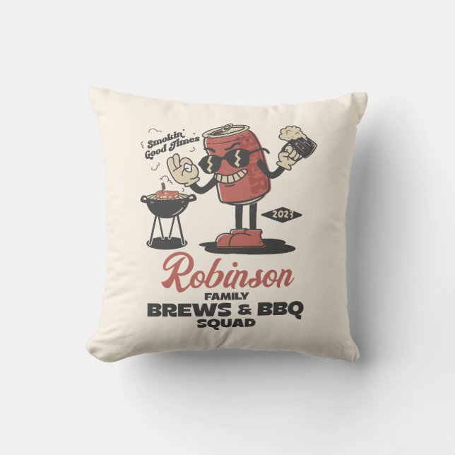 Custom Funny Family Barbeque Group Matching  Throw Pillow (Front)