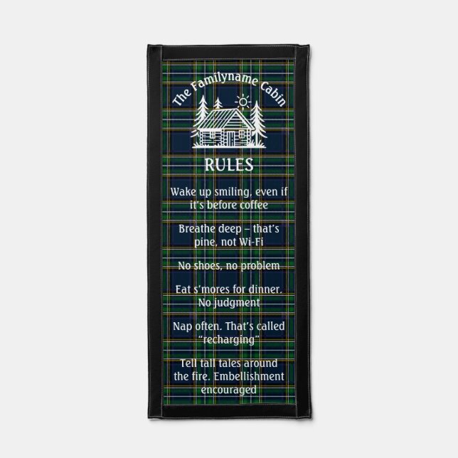 Custom Funny Family Cabin Rules Sign Pennant (Front)