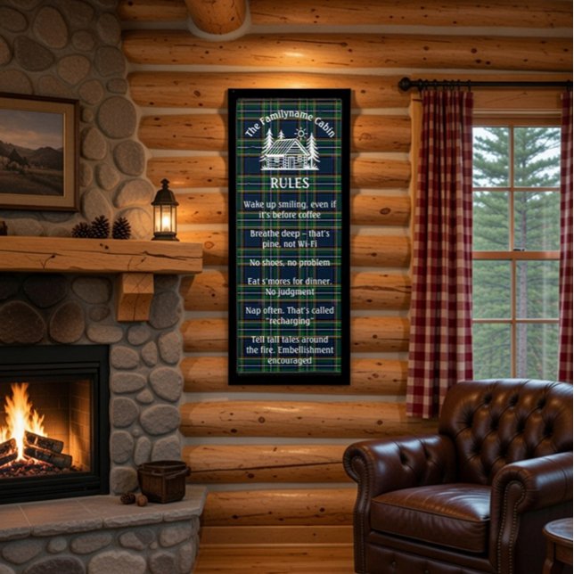 Custom Funny Family Cabin Rules Sign Pennant (Creator Uploaded)