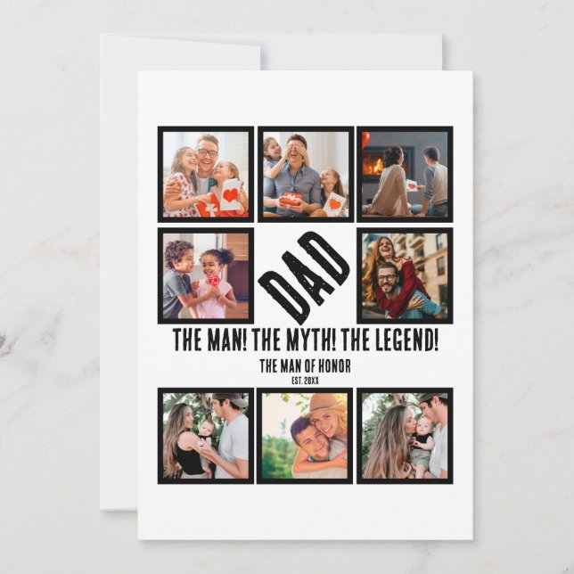 Custom Funny Fathers day Dad gift 8 Photo Collage  Holiday Card (Front)