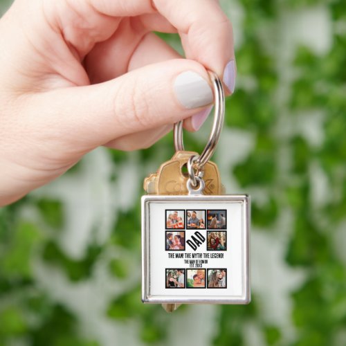 Custom Funny Fathers day Dad gift 8 Photo Collage Keychain
