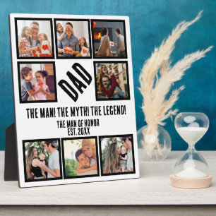 Custom Funny Fathers day Dad gift 8 Photo Collage Plaque