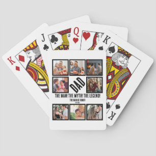 Custom Funny Fathers day Dad gift 8 Photo Collage Poker Cards