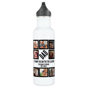 Custom Funny Fathers day Dad gift 8 Photo Collage Stainless Steel Water Bottle
