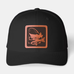 Custom Funny Fishing Small Boat Big Ego Leather Patch Hat