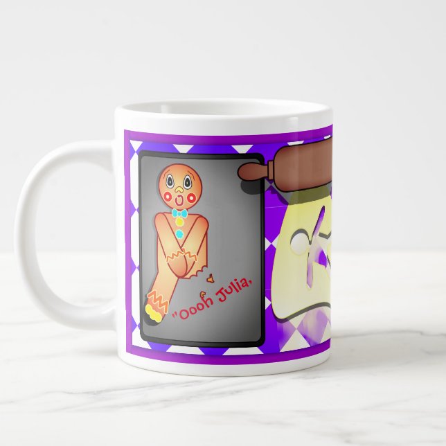 Custom funny Gingerbread Man Giant Coffee Mug (Left)