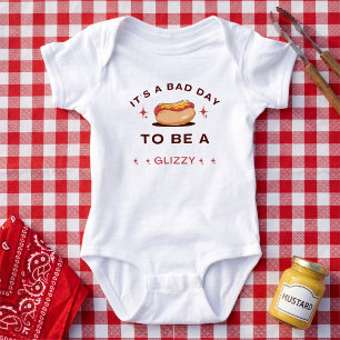 Custom Funny Glizzy Hotdog Design Baby Bodysuit