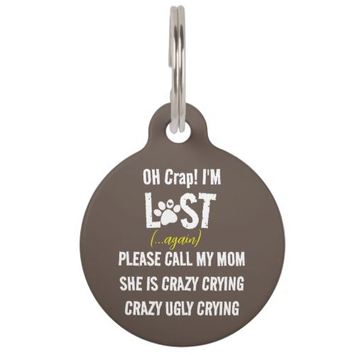 Custom Funny Graphic Letter Print Pet Dog Or Cat Pet ID Tag