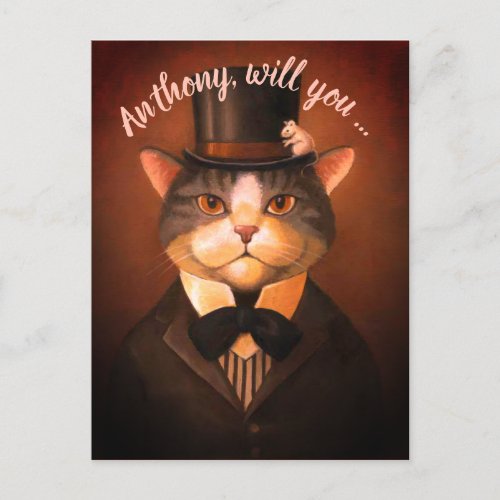 Custom funny groom cat be my best man invitation postcard